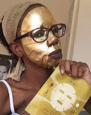 gold foil sheet mask, self care, alexcina brown