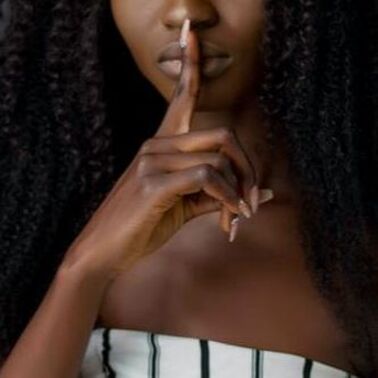black woman, secret, shhh, natural hair