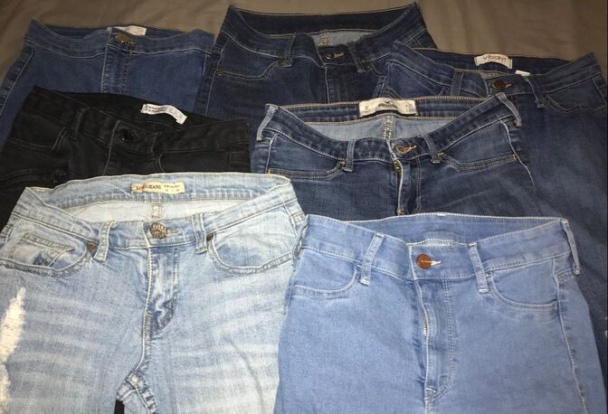 thrifting, denim, fashion style, ripped jeans, tight jeans, slim fit, denim wear