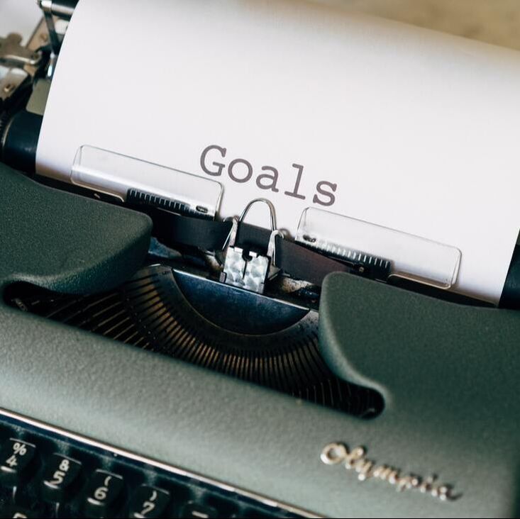 typewriter, writing, goals