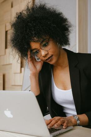 mac computer, laptop, black woman, stressed, black writers